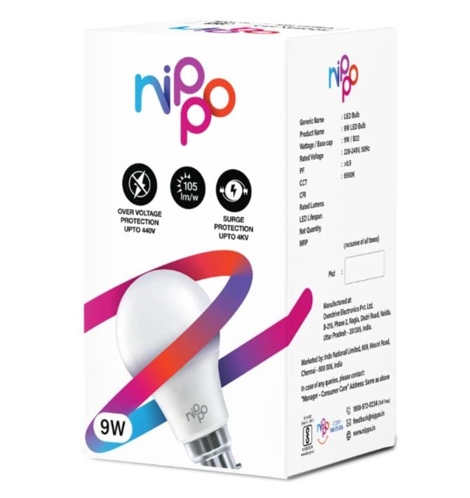 NIPPO LED BULB 9 watt 1 Year Warrenty 
